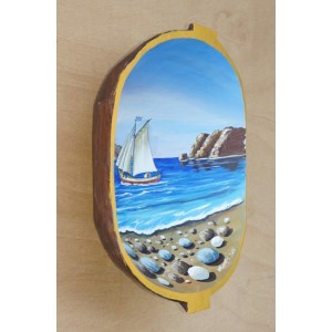 Ζωγραφική σε ξύλινη συντηρημένη σκάφη 